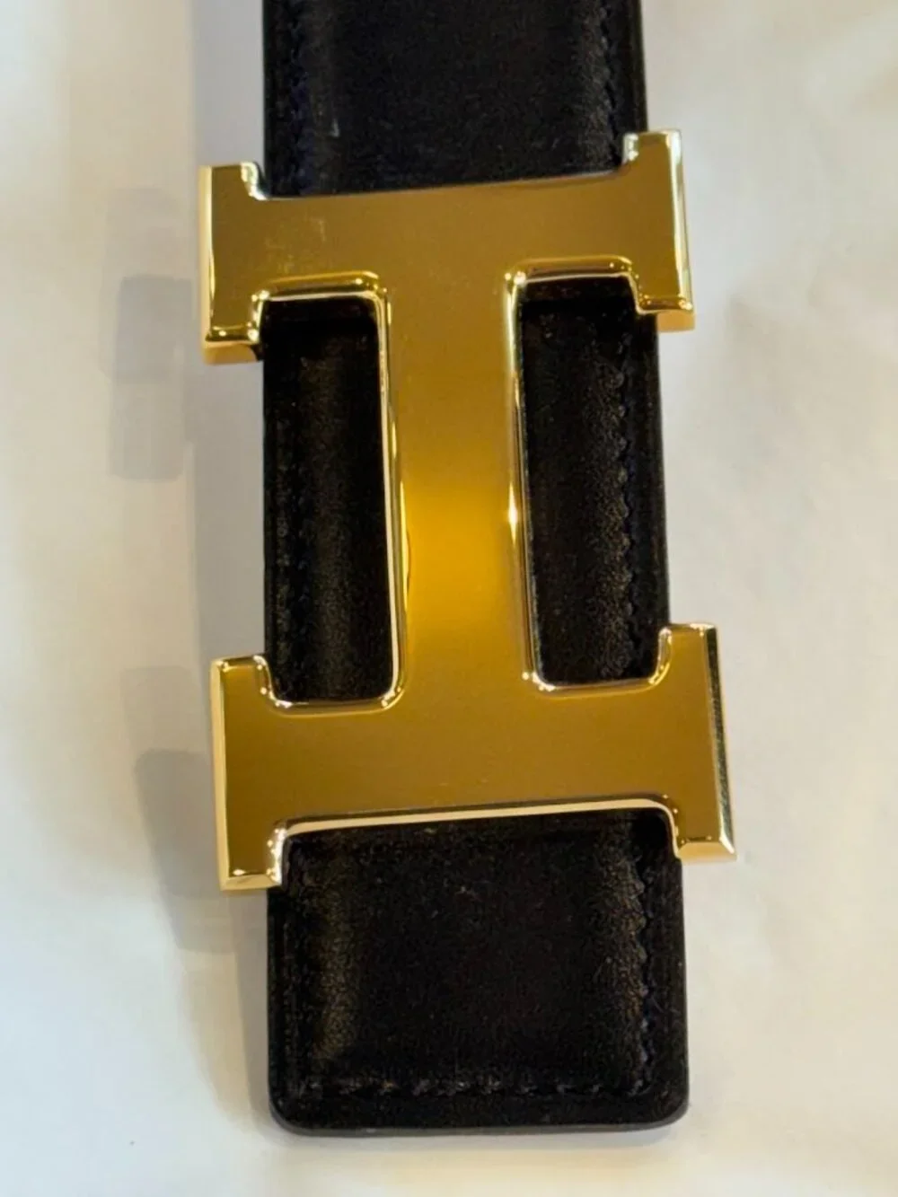 Hermes Men's H Belt - 85cm Black Box Calf / Gold Courcheval (most desirable)